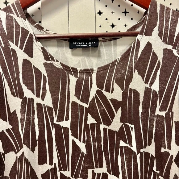Always A.Line Brown and White Geometric Print Women's Dress - Picture 2 of 4